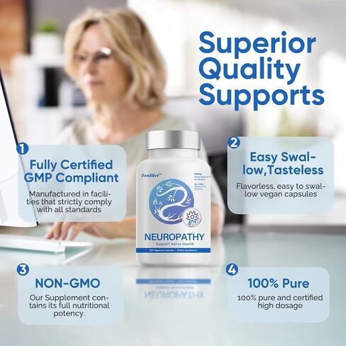 120 كبسولة من Zenlifer لتخفيف آلام الاعتلال العصبي وصحة الأعصاب، مزيج غذائي مع 600 مجم من حمض ألفا ليبويك - بنفوتيامين، محيطي، أصابع اليد والساقين، أفضل فيتامينات متجددة طبيعية ذات قوة قصوى in Kuwait