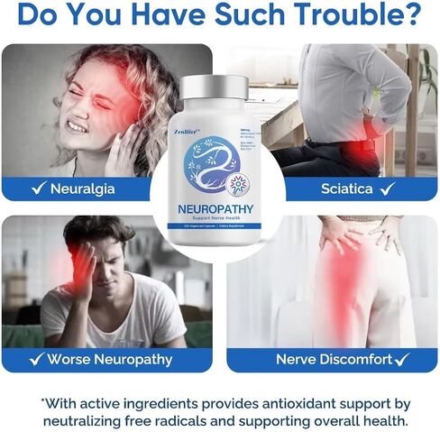 120 كبسولة من Zenlifer لتخفيف آلام الاعتلال العصبي وصحة الأعصاب، مزيج غذائي مع 600 مجم من حمض ألفا ليبويك - بنفوتيامين، محيطي، أصابع اليد والساقين، أفضل فيتامينات متجددة طبيعية ذات قوة قصوى in Kuwait