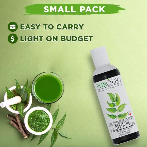 PUROLEO NEEM Oil 128 Fl Oz/3784 ML (Packed In Canada) 100% Pure and Natural Neem Oil for Multipurpose Use | Neem Oil extracted from NEEM Plante Chemical free Neem Oil Spray in Saudi Arabia
