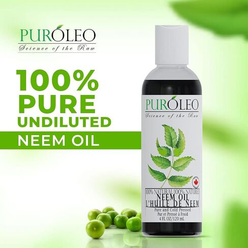 PUROLEO NEEM Oil 128 Fl Oz/3784 ML (Packed In Canada) 100% Pure and Natural Neem Oil for Multipurpose Use | Neem Oil extracted from NEEM Plante Chemical free Neem Oil Spray in Saudi Arabia