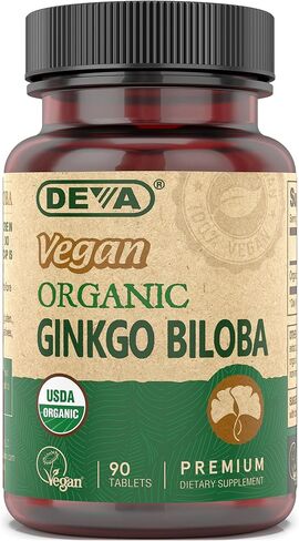 Deva Vegan Gingko Biloba 300mg، عضوي، أقراص صغيرة، سهلة البلع، 90 قرصًا in Kuwait