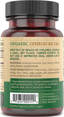 Deva Vegan Gingko Biloba 300mg، عضوي، أقراص صغيرة، سهلة البلع، 90 قرصًا in Kuwait