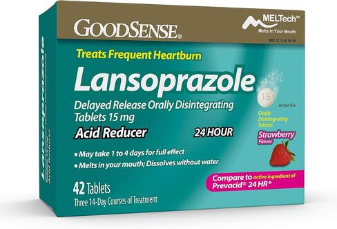 GoodSense Lansoprazole Delayed Release Capsules, 15 mg, Proton Pump Inhibitor, Treats Frequent Heartburn, 24 Hour, 42 Count in Saudi Arabia