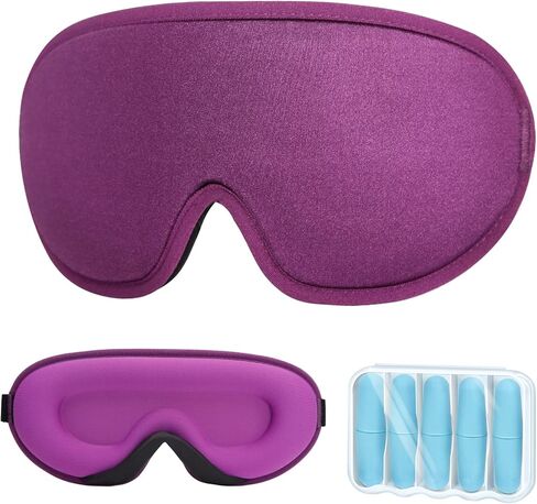 LYSIAN Sleep Eye Mask Men Women-3D Concave Comfortable Cooling Mask Blindfold for Adult Night Sleep Eyes Cover with Foam Ear Plugs for Sleeping, Yoga, Nap, Travel, Black in Kuwait