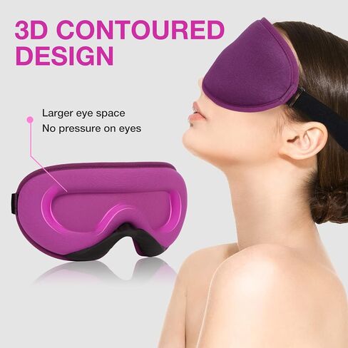 LYSIAN Sleep Eye Mask Men Women-3D Concave Comfortable Cooling Mask Blindfold for Adult Night Sleep Eyes Cover with Foam Ear Plugs for Sleeping, Yoga, Nap, Travel, Black in Kuwait