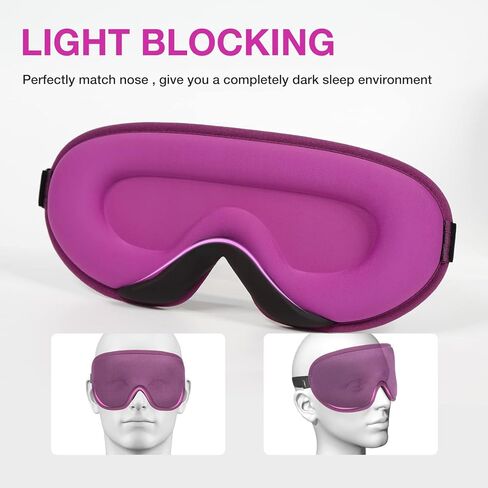 LYSIAN Sleep Eye Mask Men Women-3D Concave Comfortable Cooling Mask Blindfold for Adult Night Sleep Eyes Cover with Foam Ear Plugs for Sleeping, Yoga, Nap, Travel, Black in Kuwait