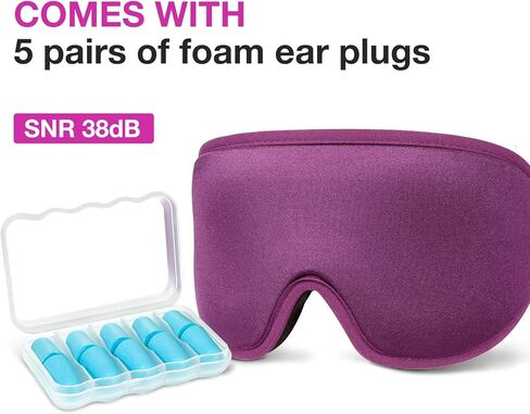 LYSIAN Sleep Eye Mask Men Women-3D Concave Comfortable Cooling Mask Blindfold for Adult Night Sleep Eyes Cover with Foam Ear Plugs for Sleeping, Yoga, Nap, Travel, Black in Kuwait