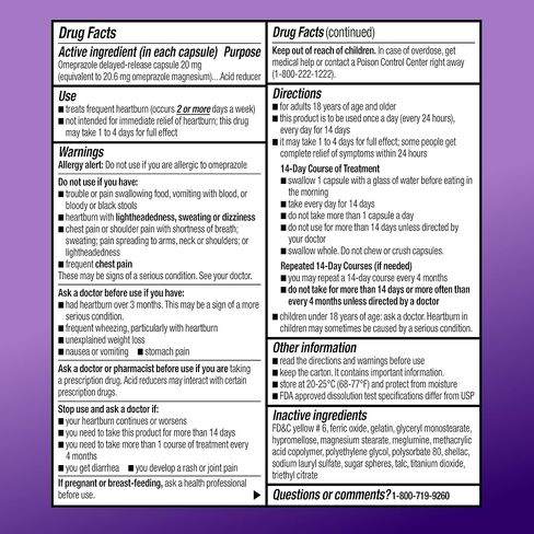 Amazon Basic Care Omeprazole Delayed Release Mini Capsules 20 mg, Acid Reducer, Treats Frequent Heartburn, 24HR, 42 Count in Kuwait