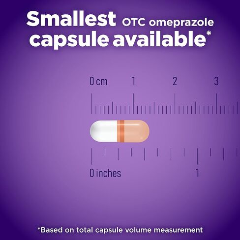 Amazon Basic Care Omeprazole Delayed Release Mini Capsules 20 mg, Acid Reducer, Treats Frequent Heartburn, 24HR, 42 Count in Kuwait