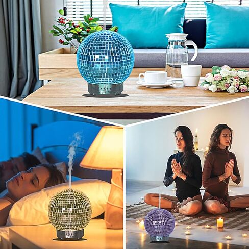 موزع روائح كرة ديسكو من إف إكس سويتي، موزع روائح الزيوت العطرية الزجاجي بالموجات فوق الصوتية، دوار وإيقاف تلقائي بدون ماء و7 ألوان إضاءة LED و4 إعدادات للوقت، موزع روائح علاجية لغرفة النوم المنزلية in Kuwait