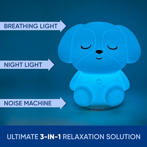 Mindfulness 'Breathing Puppy' | 4-7-8 Guided Visual Meditation Breathing Light | 3 in 1 Device with Night Light & Noise Machine for ADHD Anxiety Stress Relief Sleep - Gift for Kids Adult Women Men in Saudi Arabia