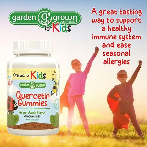 علكة كيرسيتين للاطفال من جاردن جرون اسينشالز - فيتامينات كيرسيتين جامي مع زنك بروميلين وتوت البلسان بتركيبة للاطفال - تدعم المناعة والحساسية - طبيعية بالكامل مصنوعة في الولايات المتحدة الامريكية in Kuwait