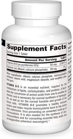 Source Naturals فيتامين ب-6، 50 مجم لدعم الجهاز المناعي - 250 قرصًا in Kuwait