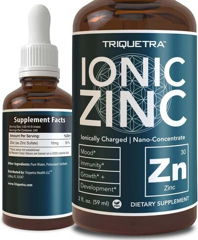 Ionic Liquid Zinc - 8 Month Supply, Adjustable Doses for Entire Family - Zinc Sulfate Form, Vegan, Glass Bottle - Immunity, Brain, Thyroid Support - Best Absorption of Zinc Supplements (2 oz.) in Saudi Arabia