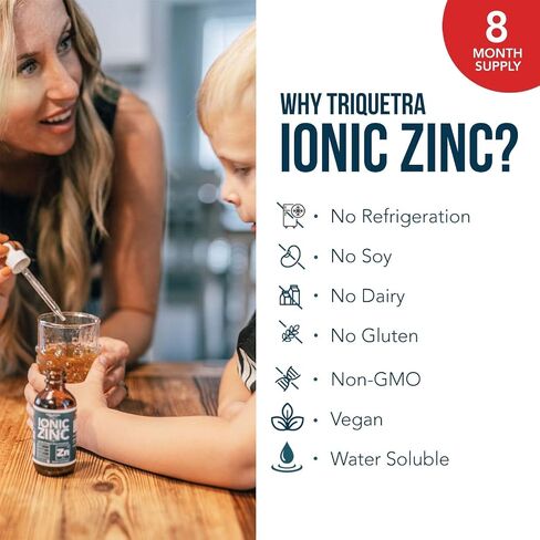 Ionic Liquid Zinc - 8 Month Supply, Adjustable Doses for Entire Family - Zinc Sulfate Form, Vegan, Glass Bottle - Immunity, Brain, Thyroid Support - Best Absorption of Zinc Supplements (2 oz.) in Saudi Arabia