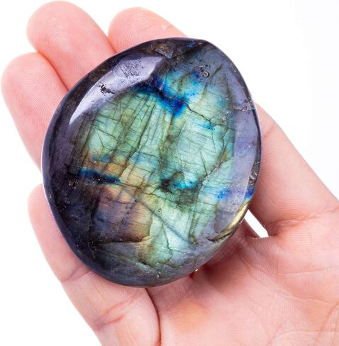 UFEEL Labradorite Palm Stone Crystal - Natural Chakra Reiki Polished Healing Pocket Worry Stone Crystal for Anxiety Stress Relief Therapy in Kuwait