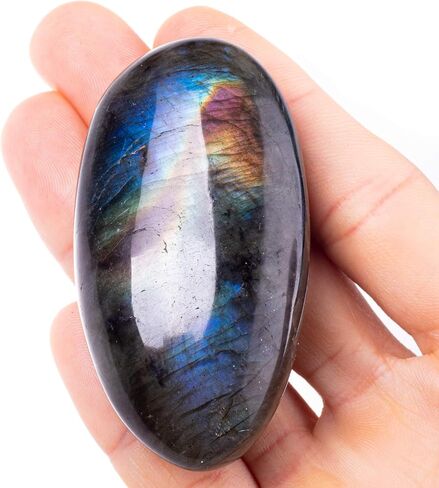 UFEEL Labradorite Palm Stone Crystal - Natural Chakra Reiki Polished Healing Pocket Worry Stone Crystal for Anxiety Stress Relief Therapy in Kuwait