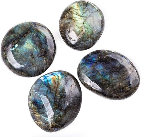 UFEEL Labradorite Palm Stone Crystal - Natural Chakra Reiki Polished Healing Pocket Worry Stone Crystal for Anxiety Stress Relief Therapy in Kuwait