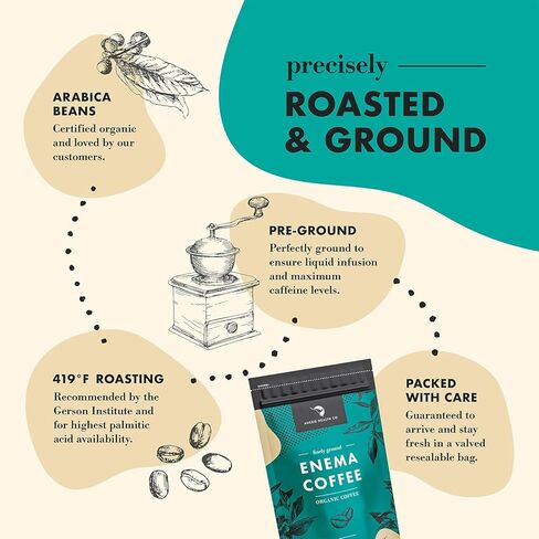 شركة AUSSIE HEALTH CO 419° قهوة حقنة شرجية عضوية محمصة - 100% حبوب أرابيكا عضوية معتمدة من وزارة الزراعة الأمريكية، مصنوعة في سياتل - كيس بوزن 1 رطل in Kuwait