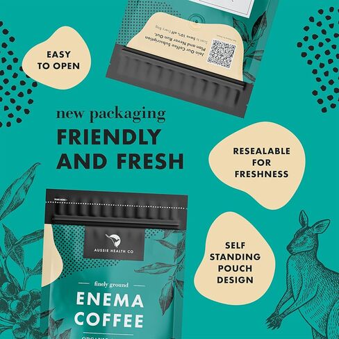 شركة AUSSIE HEALTH CO 419° قهوة حقنة شرجية عضوية محمصة - 100% حبوب أرابيكا عضوية معتمدة من وزارة الزراعة الأمريكية، مصنوعة في سياتل - كيس بوزن 1 رطل in Kuwait