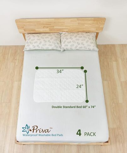 4 عبوات من وسادات سرير سلس البول مقاومة للماء وقابلة للغسل، مقاس 60.96 × 86.36 سم، وسادة سفلية مبللة للسرير قابلة لإعادة الاستخدام مقاس 60.96 × 86.36 سم، حماية مرتبة شديدة التحمل لكبار السن والأطفال والحيوانات الأليفة، وسادات تبول فائقة الامتصاص in Kuwait