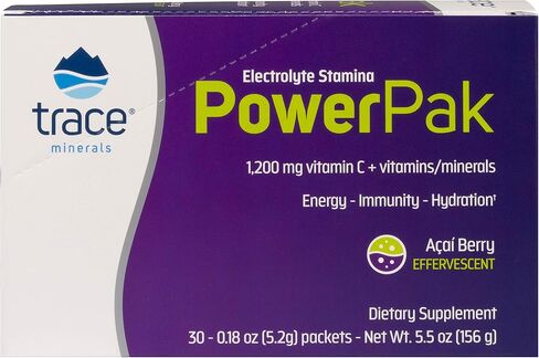المعادن النادرة | عبوات مسحوق إلكتروليت باور باك | 1200 مجم فيتامين سي، زنك، مغنيسيوم | تعزيز الترطيب والمناعة والطاقة والقدرة على التحمل في العضلات | أكاي بيري | 30 علبة in Kuwait
