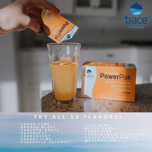 المعادن النادرة | عبوات مسحوق إلكتروليت باور باك | 1200 مجم فيتامين سي، زنك، مغنيسيوم | تعزيز الترطيب والمناعة والطاقة والقدرة على التحمل في العضلات | أكاي بيري | 30 علبة in Kuwait