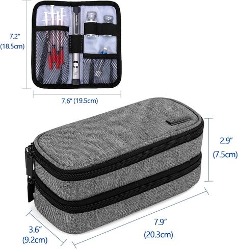 حقيبة سفر مبرد الأنسولين من يارو، حقيبة سفر مزدوجة الطبقات لمرضى السكري مع عبوتين من الثلج، منظم مستلزمات مرضى السكري لأقلام الأنسولين أو أجهزة مراقبة نسبة الجلوكوز في الدم أو غيرها من ملحقات رعاية مرضى السكري، باللون الأسود in Kuwait