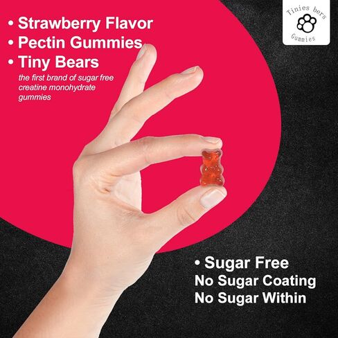 Creatine Monohydrate Gummies for Men & Women 5g, Sugar Free Chewable Creatine for Muscle Gain & Strength, ATP Energy, Muscle Recovery, Brain Health, Gluten Free, Non-GMO, 99% Absorbed, 30 Servings in Kuwait