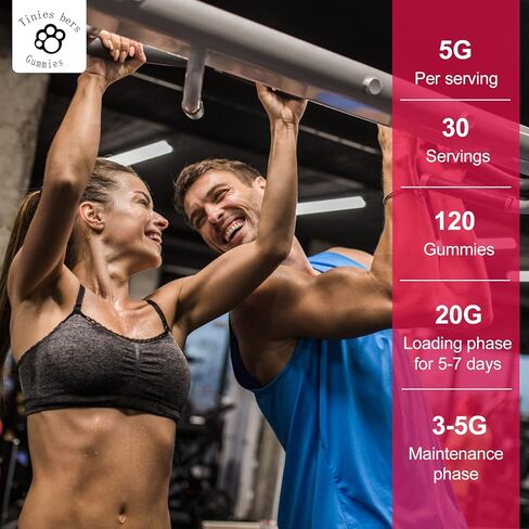 Creatine Monohydrate Gummies for Men & Women 5g, Sugar Free Chewable Creatine for Muscle Gain & Strength, ATP Energy, Muscle Recovery, Brain Health, Gluten Free, Non-GMO, 99% Absorbed, 30 Servings in Kuwait