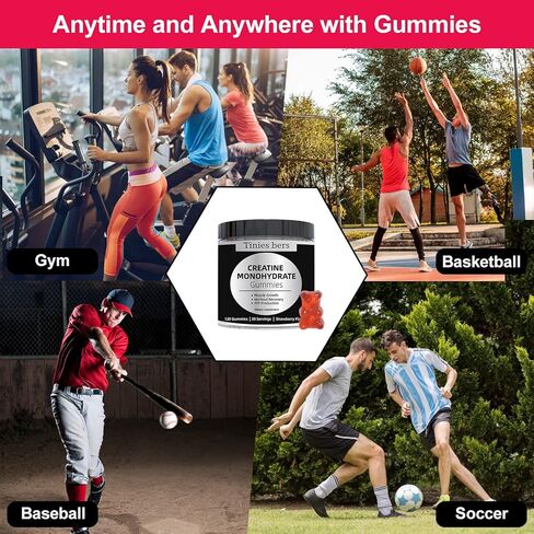 Creatine Monohydrate Gummies for Men & Women 5g, Sugar Free Chewable Creatine for Muscle Gain & Strength, ATP Energy, Muscle Recovery, Brain Health, Gluten Free, Non-GMO, 99% Absorbed, 30 Servings in Kuwait