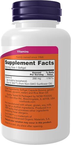 NOW Supplements, Sun-E™ 400 IU مع د-ألفا توكوفيرول من زيت عباد الشمس غير المعدل وراثيًا، 120 كبسولة هلامية in Kuwait