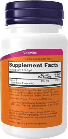 NOW Supplements, Vitamin E-400 IU Mixed Tocopherols, Antioxidant Protection*, 50 Softgels in Kuwait