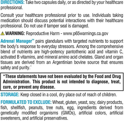 XYMOGEN Adrenal Manager - الطاقة، الاستجابة للإجهاد + دعم الغدة الكظرية - مكمل الغدة الكظرية مع L-Tyrosine، الزنك تشيلات، VIT B6، المغنيسيوم، حمض البانتوثينيك، الرهوديولا الوردية (120 كبسولة) in Saudi Arabia