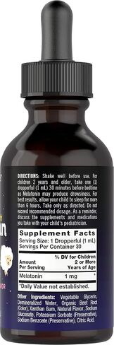 Kids Melatonin Liquid | 1 fl oz | Two Pack | Natural Fruit Flavor | Drug Free | by Carlyle in Saudi Arabia