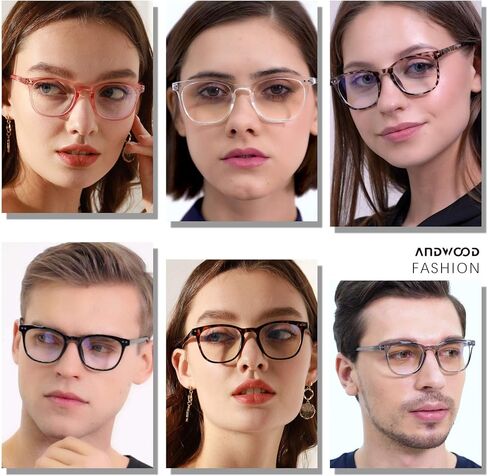 نظارات حجب الضوء الأزرق من ANDWOOD للنساء والرجال، إطار نظارة كمبيوتر صغير الوجه شفاف مانع للضوء الأزرق in Kuwait