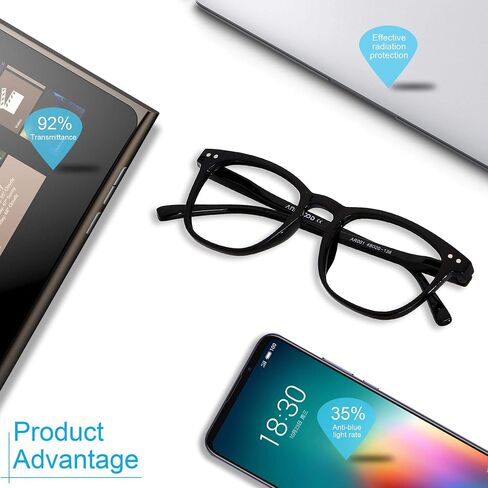 نظارات حجب الضوء الأزرق من ANDWOOD للنساء والرجال، إطار نظارة كمبيوتر صغير الوجه شفاف مانع للضوء الأزرق in Kuwait