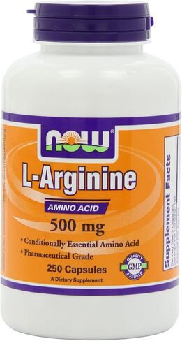 NOW L-Arginine 500 mg، 250 كبسولة نباتية (قد تختلف التعبئة والتغليف in Kuwait