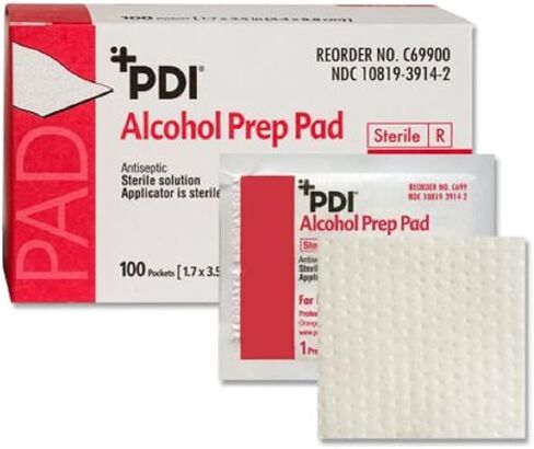 PT# C69900 PT# C69900 - وسادات تحضير الكحول معقمة كبيرة 100/Bx من قبل PDI Professional للاستعمال مرة واحدة in Saudi Arabia