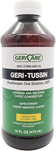 Geri-Tussin، خالي من السكر، خالي من الكحول، يخفف البرد والسعال، شراب جوايفينيسين 100 ملجم/ 5 مل، 16 أونصة in Kuwait