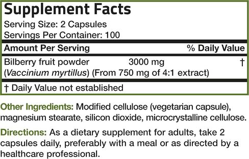 Bronson Bilberry Extra Strength 3000 mg per Serving Vaccinium Myrtillus, Promotes Eye Health and Supports Healthy Vision - Non GMO, 200 Vegetarian Capsules in Saudi Arabia