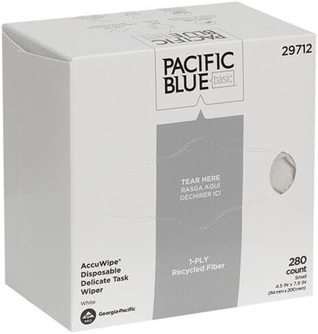 قطعة قماش لمسح النظارات من Accuwipe، 4.5 بوصة × 7.9 بوصة، بيضاء، تباع كصندوق واحد، 280 قطعة لكل صندوق in Kuwait