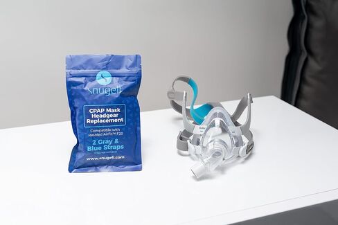 أشرطة بديلة للرأس لقناع CPAP من شركة ResMed AirFit F20 لكامل الوجه من Snugell | اللون الرمادي والأزرق | حزمة من شريطين | المشابك غير متضمنة | مادة النايلون الفاخرة المتينة in Kuwait