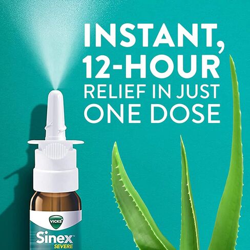 Vicks Sinex SEVERE، بخاخ للأنف مع VapoCOOL، رذاذ أنف فائق النعومة، مزيل لاحتقان الجيوب الأنفية للتخفيف السريع من احتقان البرد والحساسية، 0.5 أونصة سائلة (15 مل) in Saudi Arabia