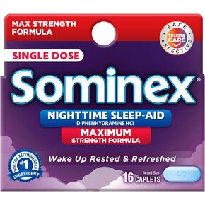 Sominex Nighttime-Aid، آمن وفعال، غير معتاد، أقراص بتركيبة أصلية، أزرق، 32 قرصًا in Kuwait