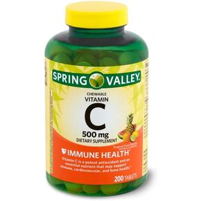 Spring Valley - Vitamin C Multiple Fruit Flavors 500 mg, 200 Chewable Tablets (2 Pack) in Saudi Arabia
