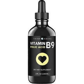 فكر فوق حمض الفوليك 295 ميكروجرام مكمل فيتامين ب9 السائل (حمض الفوليك 500 ميكروجرام DFE) سهل البلع - سريع الامتصاص 2 أونصة سائلة (60 مل) in Kuwait