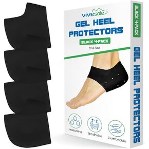 Silicone Heel Protectors (2 Pairs) - Gel Guard for Women and Men - Moisturizing Relief for Blister, Cracked Foot, Plantar Fasciitis, Spurs - Soft Cushion Support - Protective Insert Sleeve