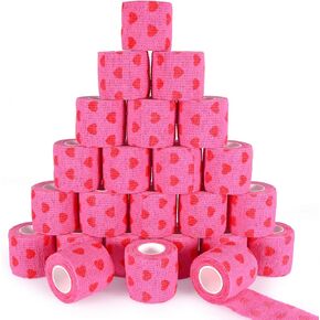 24 Pack Self Adherent Cohesive Bandage Wrap, 2" x 5 Yards Elastic Grip Tape Black Vet Wrap for Dogs, Athletic Bandages Wrap for First Aid Medical, Sports, Ankle, Wrist Sprains
