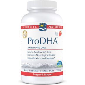 Nordic Naturals ProDHA، الفراولة - 120 كبسولة هلامية ناعمة - 830 مجم أوميغا 3 - تركيبة DHA عالية الكثافة للصحة العصبية والمزاج والذاكرة - غير معدلة وراثيًا - 60 حصة in Kuwait
